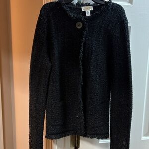 Talbots Black Textured Cardigan Sweater